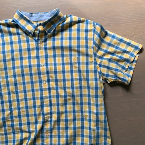 Izod Saltwater Blue & Yellow Plaid Button Down - Picture 2 of 6